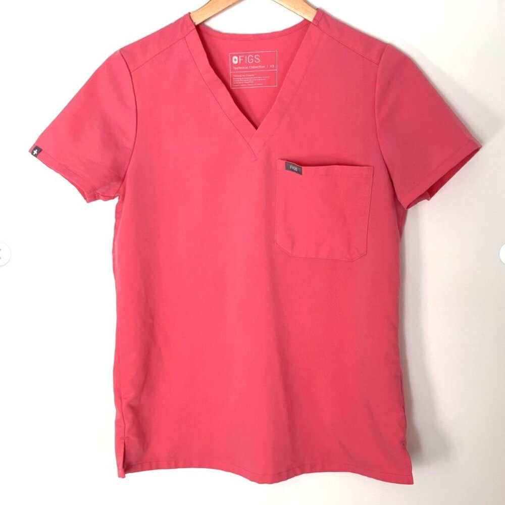Figs V Neck Scrub Top Size XS FW1000 Catarina Pink Nurse Medical *N66